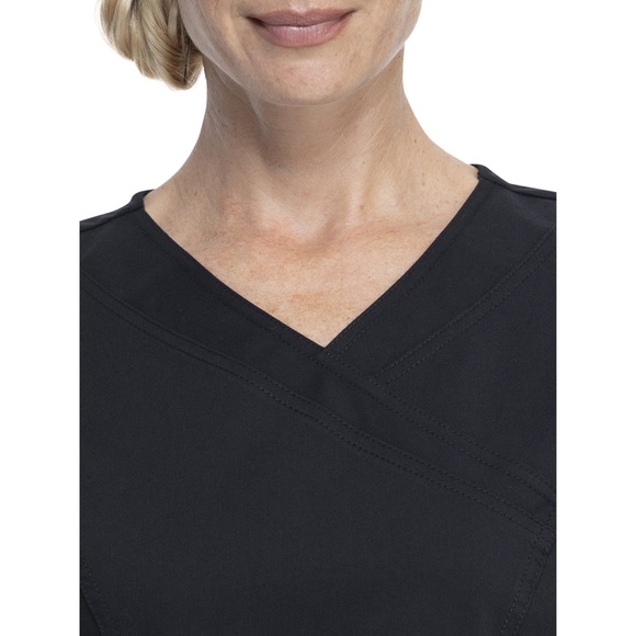 Scrubstar Mock Wrap Scrub Top Black M - Picture 4 of 8